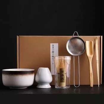 6PCS Reusable Matcha Whisk Bamboo Ceramic Japanese Chasen New Japanese Matcha Tea Set 01