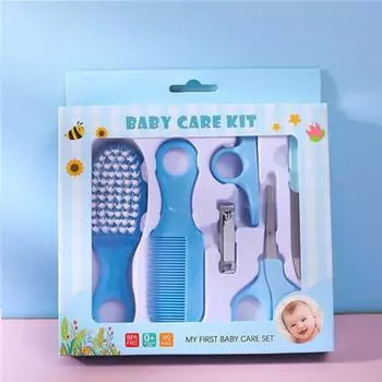 6pcs/set Baby Care Kit Safety Tools for Newborn Hygiene Kits Grooming Set Nail Hair Clipper Scissor Comb синий