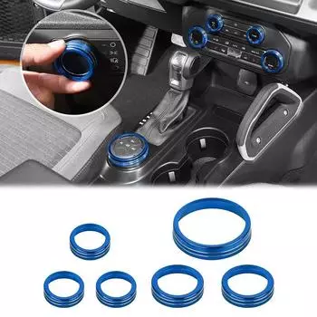 6Pcs/Set Car Modified Air Conditioner Headlight Switch Knob Fit For Ford Bronco 2024+ Car Drive Trailer Gear Switch Knob Cover