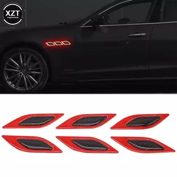 6Pcs/Set Car Reflective Carbon Fiber Sticker 3D Car Styling Reflective Strips Night Safety Warning Reflector Tape Stickers Decal