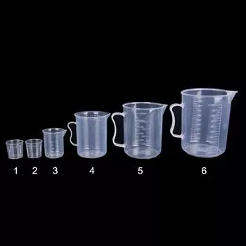 6Pcs/set Clear Plastic Graduated Measuring Cup for Baking Beaker Liquid Measure Jug Cup Container Without Handle