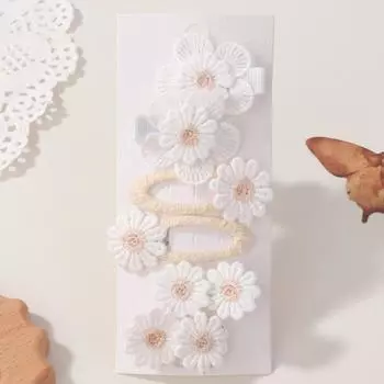 6Pcs/Set Daisy Flower Hair Clips Cute Baby Girl Hairpins for Kids Lace White Princess Infant Hair Accessories Gifts