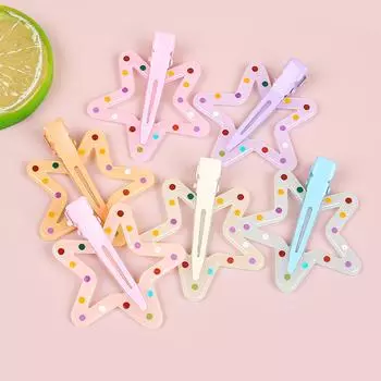 6pcs/set Dot Print Hair Clips for Women Girls Vintage Geometric Star BB Clips Bangs Hairpins Barrettes Hair Accessories Set