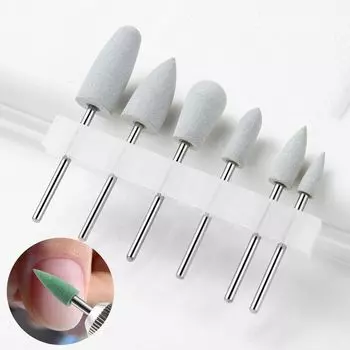 6Pcs/set Gel Polishing Removal Silicone Nail Drill Bits Silicone Nail Polishing Head Girls white-180
