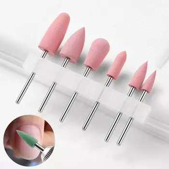 6Pcs/set Gel Polishing Removal Silicone Nail Polishing Head Nail Drill Gringing Silicone Nail Drill Bits