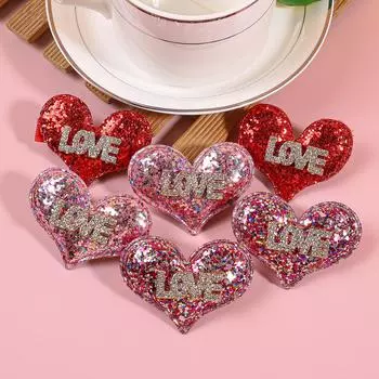 6pcs/set Glitter Heart Hair Clips for Girls Kids Heart Letter Barrettes Clips Valentine s Day Hairpins Party Hair Accessories