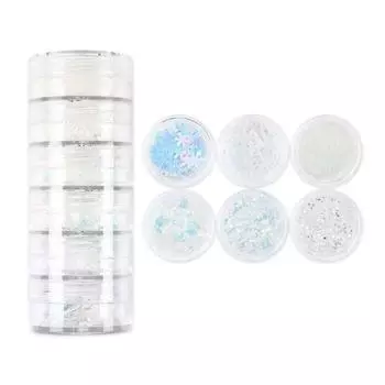 6Pcs/set Nail Pigment Dust Christmas Nail Sequins Manicure Tools Xmas Nail Accessories Christmas Glitter Flakes