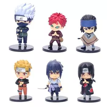6pcs/set Naruto Shippuden Anime Action Figure Model Q Version Uzumaki Statue Uchiha Itachi Collectible Toys gifts Figma Dolls 1