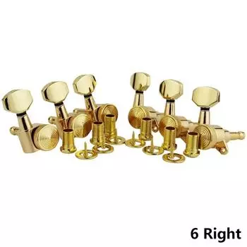 6PCS/Set Silver/Gold/Black Guitar Locking Tuners Lock String Guitar Tuning Pegs Gold-6R