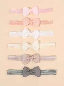 6Pcs/set Solid Color Grograin Ribbon Bowknot Headband for Baby Girls Headwear Elastic Hair Bands Infant Kids Hair Accessories
