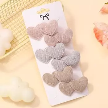 6pcs/set Solid Heart Designs Elegant Hair Clips Cute Headwear Mini Clips Kids Girls Outdoor Wear Lovely Hair Accessories Gifts