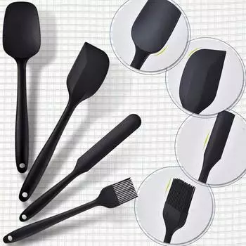 6pcs Silicone Spatula Set Food Grade Rubber Spatula Strong Handle with Ergonomic Grip for Nonstick Cookware, Cooking чёрный