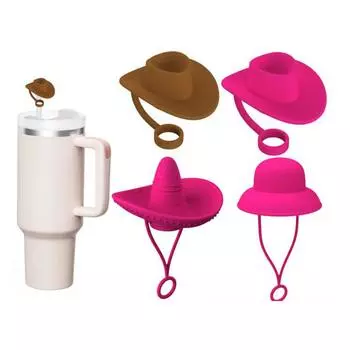 6pcs Silicone Straw Covers Dustproof Drinking Straw Caps for 6-10mm Straw Toppers Cowboy Cap Straw Cover Accessories B
