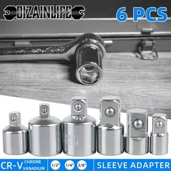 6pcs Socket Adapter Ratchet Wrench Converter Chrome Vanadium Sleeve Drive Head 1/2 3/8 1/4 Socket Converter Transform Joint