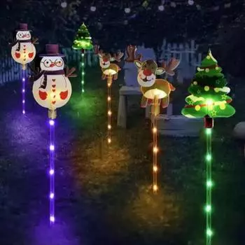 6PCS Solar Powered Christmas Stake Lights 2025 Solar Christmas Decor LED Lights Outdoor Waterproof Garden Walkway Holiday 871 6 LED
