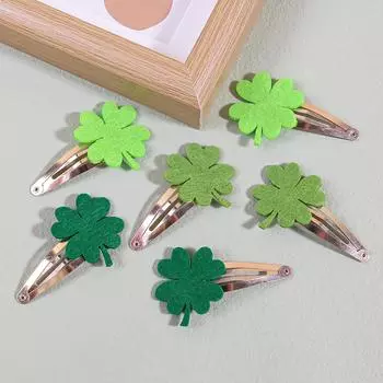 6pcs Sparkly Clover Hair Clips Girls ST patrick s Day Hairpins Glitter Green Flower Hair Clips Children Kids Headwear