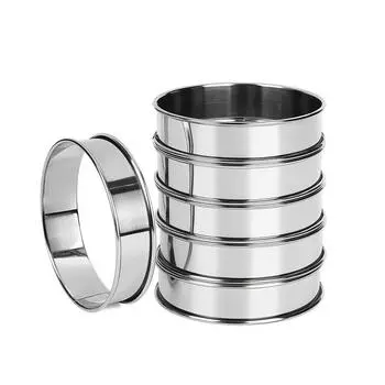 6PCS Stainless Steel DIY Muffin Rings Non Stick Double Rolled Cake Cookie Hamburger Mold Kitchen Biscuit Pastry Tools