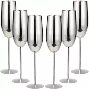 6Pcs Stainless Steel Wine Glasses Unbreakable Metal Cocktail Glasses 250 Ml, for Drinking Cocktails and Wine at Home Bar Cup