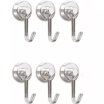 6 шт. Магнитные крючки с поворотным механизмом: 50LBS прочный неодимовый редкоземельный сверхпрочный магнитный крючок, идеально подходит для холодильника, гриля D20