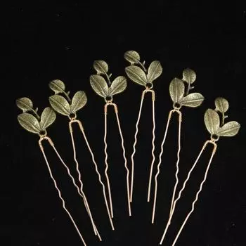 6PCS U Shape Bridal Crystal Hairpins Wedding Headpiece Silver Gold Color Pearl Hair Pins Rhinestone Wedding Hair Accessories