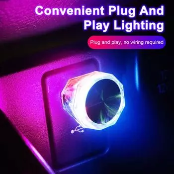 6 шт. USB автомобильный окружающий свет портативный красочный свет высокая яркость мини авто светодиод атмосфера 6pcs синий