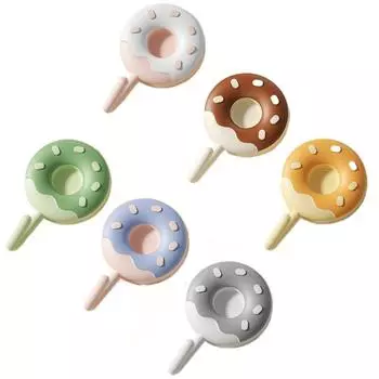 6Pcs Wall Mounted Donut Shape Hooks Self-adhesive Clothes Hanger Sticky Hooks Bathroom Style A