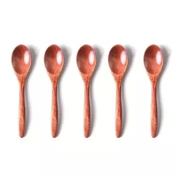 6PCS Wooden Tea Spoon Long Coffee Spoons Small Teaspoon Set Wood Honey Dessert Spoon Coffee Drink Stirrer Teaspoons Tableware