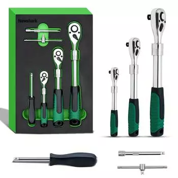 Набор из 6 ключей 1/4 3/8 1/2 Привод 72-зубчатый раздвижной храповой ключ, быстросъемный, реверсивный привод Торцевые ключи Эргономичная рукоятка