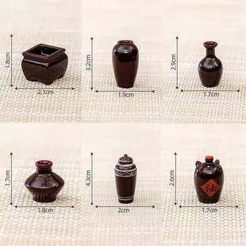 6шт 1:12 кукольных миниатюрных винных алтарей, банок для чая, глиняных горшков, цветочных горшков, вазы, модель для дома, декор для игрушечных кукольных домиков, аксессуары
