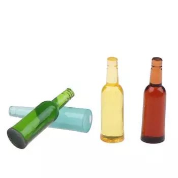 6шт 1:12 Миниатюрный кукольный домик Бутылка для пива, вина, напитков Кукольные кухонные принадлежности коричневый