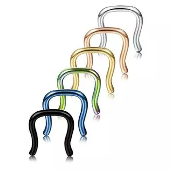 6шт 1/1,2/1,6 мм хирургическая сталь 316L U-образная вешалка для перегородки носа стопорное кольцо 1.6mm разноцветный