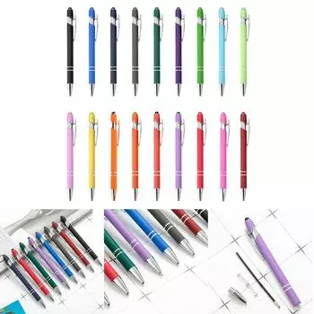 6шт 2-в-1 шариковая ручка-стилус выдвижная шариковая ручка со стилусом черные чернила и плавное письмо для женщин мужчин 4