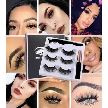 6шт=3 пары магнитных ресниц подводка для глаз набор щипцов для завивки ресниц 3D натуральные длинные магнитные накладные ресницы с магнитной подводкой для глаз 001