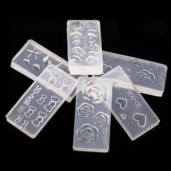 6шт 3D акриловый цветок сердце бантом дизайн ногтей дизайн украшения плесень DIY инструмент