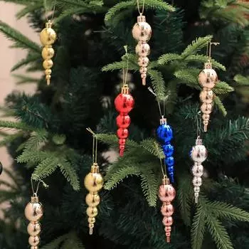 6шт 6-цветные рождественские украшения Рождественская елка подвесные украшения реквизит золотой