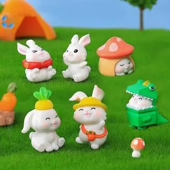 6шт чудесная статуя кролика компактный декоративный прочный мини милый миниатюрный орнамент домашний декор