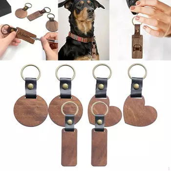 6шт деревянный брелок для ключей DIY ремесло ручной работы мужчины женщины висит кулон теги кольца