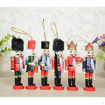 6шт деревянный Щелкунчик солдат Фиугре игрушка в подарок/праздничный декор полки украшения для столов, 12см