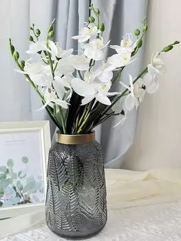 6шт искусственные 4 головки фаленопсиса пластиковые поддельные цветы для дома, свадьбы, наружного украшения белый