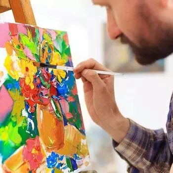 6шт кисти для масла по дереву, акриловая кисть, гибкая щетина, удобно держать, подходит для рисования граффити, создания произведений искусства