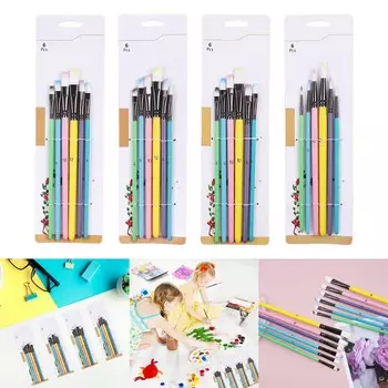 6шт кисти для рисования художником профессиональная кисть для акварели гуаши масляной акриловой живописи плоский/наклонный/круглый кончик D