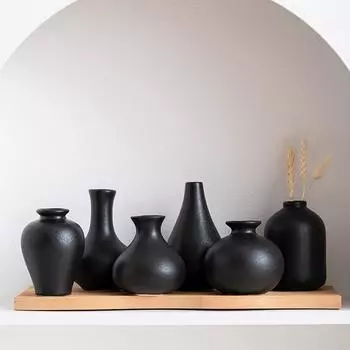 6шт/комплект черно-белые керамические маленькие вазы настольные украшения цветочные вазы домашний декор мини-вазы украшения для дома ремесла белый