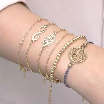 6шт/комплект комбинированный браслет с символом бесконечности полый браслет