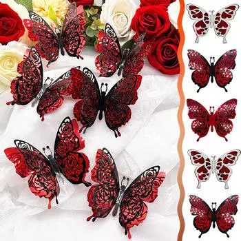 6шт/комплект наклеек-бабочек вечеринка трехслойный настенный декор 3D трехмерный дом