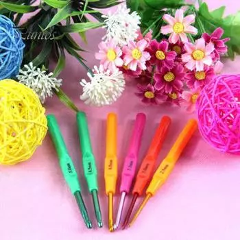 6шт/комплект пластиковая ручка алюминиевые крючки вязать иглы ткать ремесла