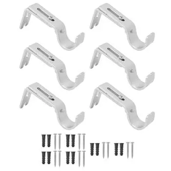 6шт кронштейны для карниза для штор железный регулируемый держатель для оконного карниза для настенного крепления серебристый