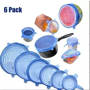 6шт кухонная силиконовая эластичная уплотнительная крышка многоразовая консервация вакуумная миска для хранения продуктов питания крышка белый