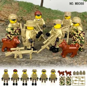 6шт M8088 Военный спецназ Маленькие частицы Строительный блок Кукла-игрушка