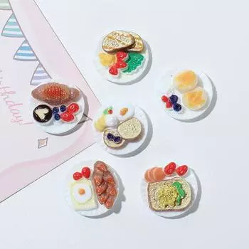 6шт магнитные наклейки на холодильник имитация еды готовая закуска тарелка смола маленькая тарелка маленькая кухня самодельное украшение своими руками