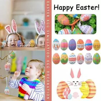 6шт пасхальные яйца имитация яйца висячие украшения Diy праздничное украшение сцены One Size